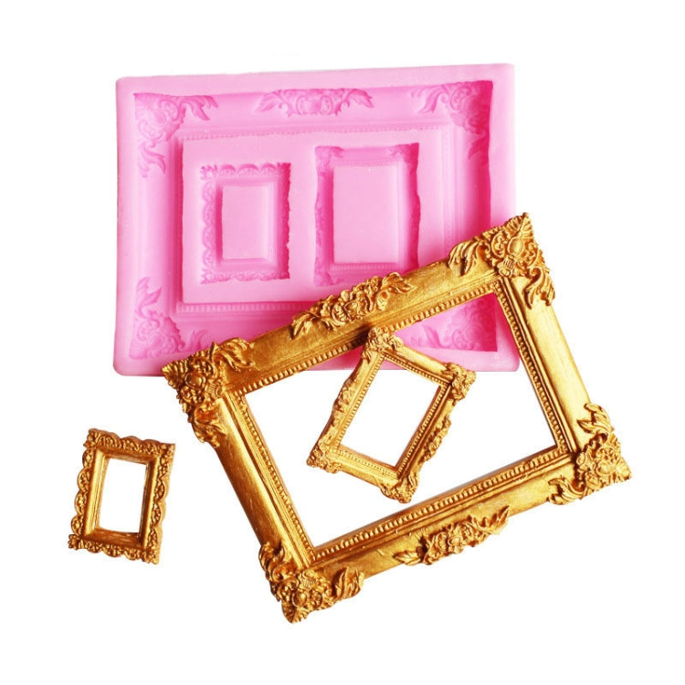 Vintage Photo Frame Liquid Silicone Fondant Mould(Pink)