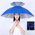 Double-layer Fishing Umbrella Hat Outdoor Sunscreen And Rainproof Folding Umbrella Hat, Color: 95 Blue (Rubber Sleeve)