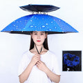 Double-layer Fishing Umbrella Hat Outdoor Sunscreen And Rainproof Folding Umbrella Hat, Color: 80 Blue