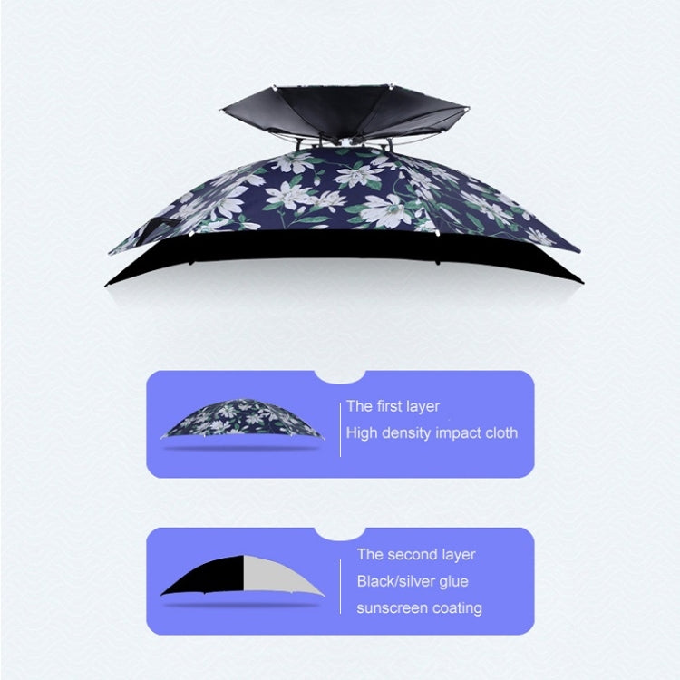 Double-layer Fishing Umbrella Hat Outdoor Sunscreen And Rainproof Folding Umbrella Hat, Color: 80 Blue