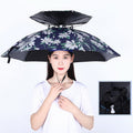 Double-layer Fishing Umbrella Hat Outdoor Sunscreen And Rainproof Folding Umbrella Hat, Color: 80 Camellia