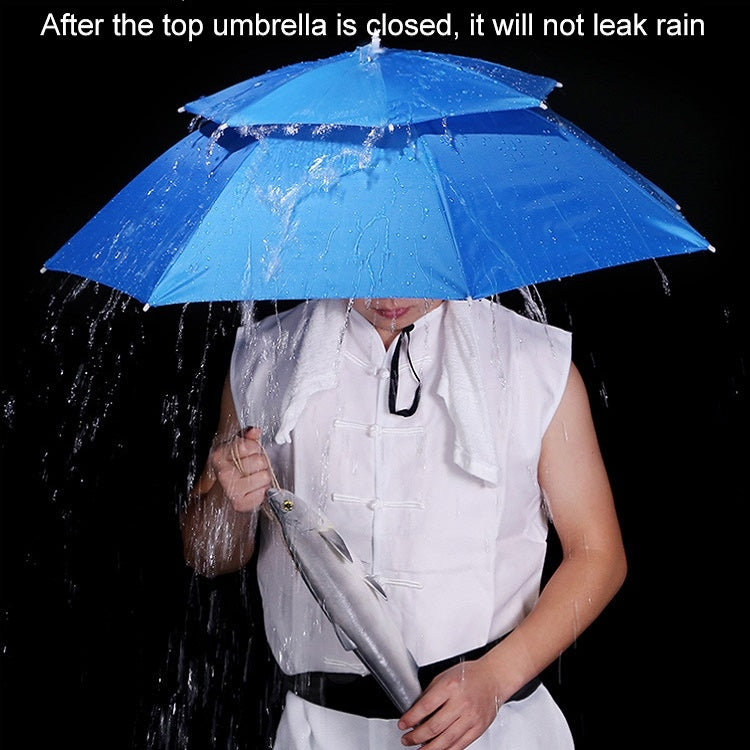 Double-layer Fishing Umbrella Hat Outdoor Sunscreen And Rainproof Folding Umbrella Hat, Color: 80 Camellia