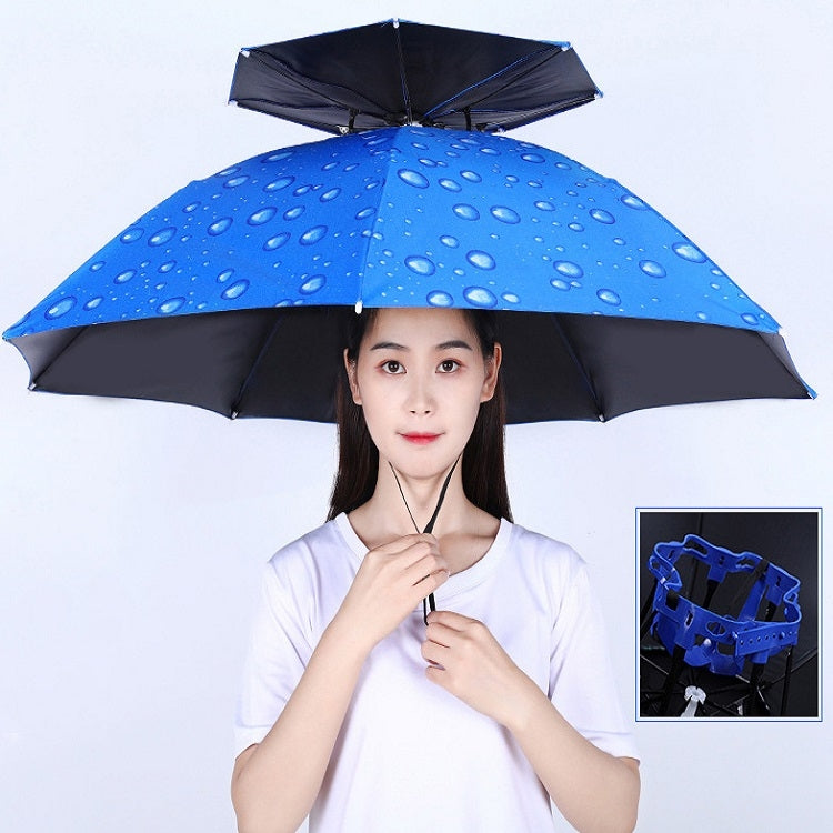 Double-layer Fishing Umbrella Hat Outdoor Sunscreen And Rainproof Folding Umbrella Hat, Color: 95 Blue Vinyl (Rubber Sleeve)