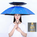 Outdoor Sunscreen And Rainproof Folding Double-layer Fishing Umbrella Hat , Color: Ultralight 80 Blue
