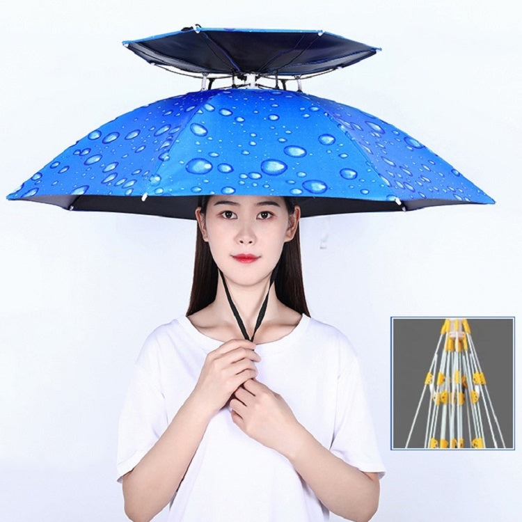 Outdoor Sunscreen And Rainproof Folding Double-layer Fishing Umbrella Hat , Color: Ultralight 80 Blue