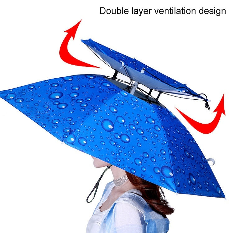 Outdoor Sunscreen And Rainproof Folding Double-layer Fishing Umbrella Hat , Color: Ultralight 80 Blue