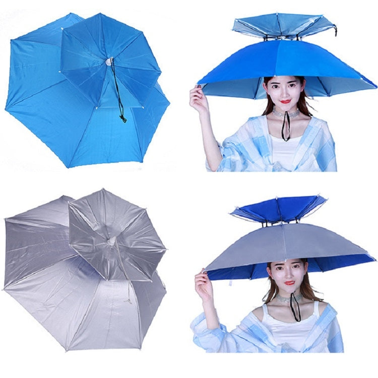 Outdoor Sunscreen And Rainproof Folding Double-layer Fishing Umbrella Hat , Color: Ultralight 80 Blue