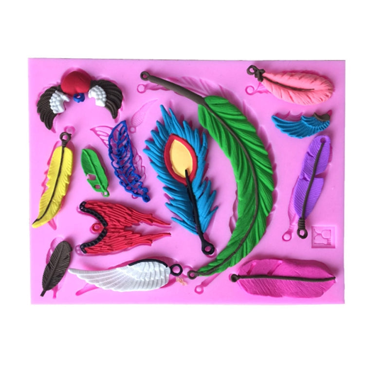 2 PCS Feather Shaped Fondant Cake Silicone Mold Baking Cake Decorating Tools