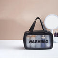 2 PCS Frosted Translucent Waterproof Storage Bag Cosmetic Bag Swimming Bag Wash Bag Black M 2 Handles