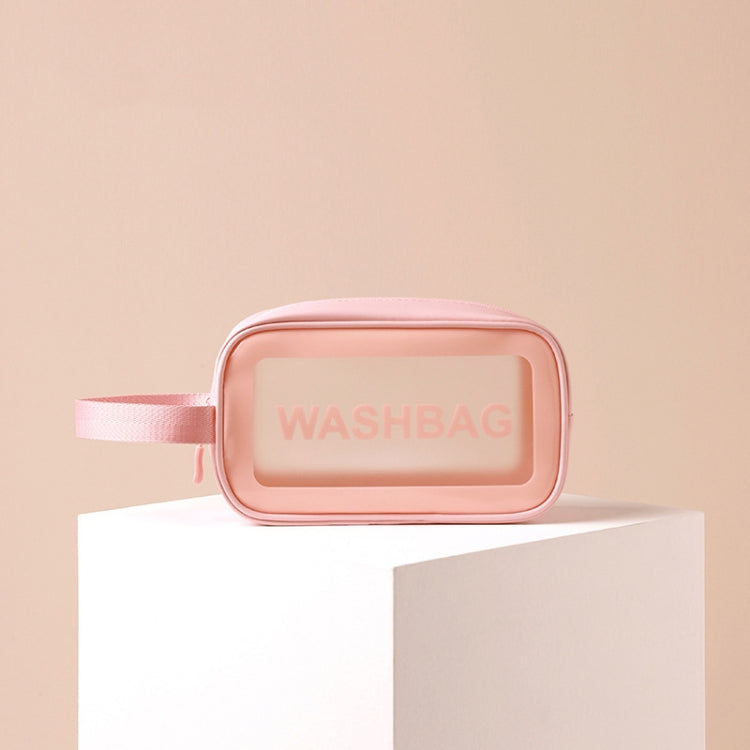 2 PCS Frosted Translucent Waterproof Storage Bag Cosmetic Bag Swimming Bag Wash Bag Pink S