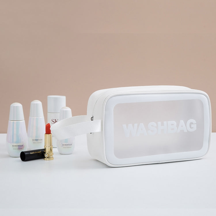 2 PCS Frosted Translucent Waterproof Storage Bag Cosmetic Bag Swimming Bag Wash Bag White M