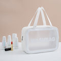 2 PCS Frosted Translucent Waterproof Storage Bag Cosmetic Bag Swimming Bag Wash Bag White L