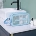 2 PCS Frosted Translucent Waterproof Storage Bag Cosmetic Bag Swimming Bag Wash Bag Blue S