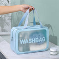 2 PCS Frosted Translucent Waterproof Storage Bag Cosmetic Bag Swimming Bag Wash Bag Blue M 2 Handles