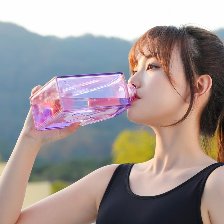 Square Fitness Sports Large Capacity Plastic Water Cup with Handle(Black)