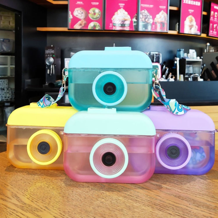 Camera Plastic Cup Children Straw Juice Cup Travel Leisure Water Cup(Blue)