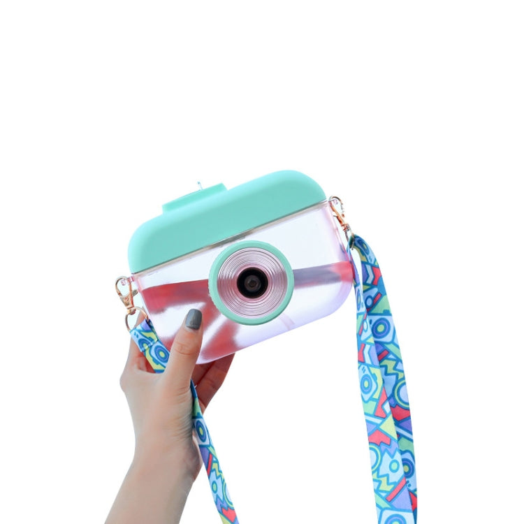 Camera Plastic Cup Children Straw Juice Cup Travel Leisure Water Cup(Blue)