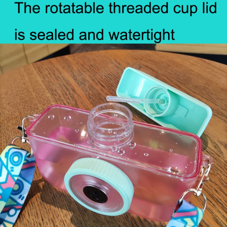 Camera Plastic Cup Children Straw Juice Cup Travel Leisure Water Cup(Purple)