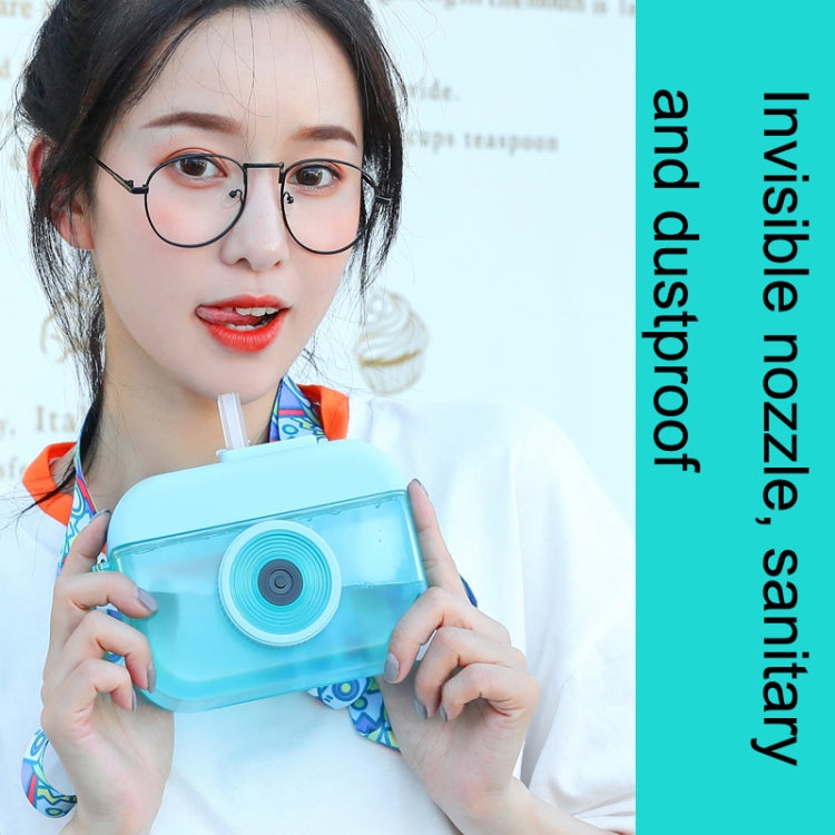 Camera Plastic Cup Children Straw Juice Cup Travel Leisure Water Cup(Blue)