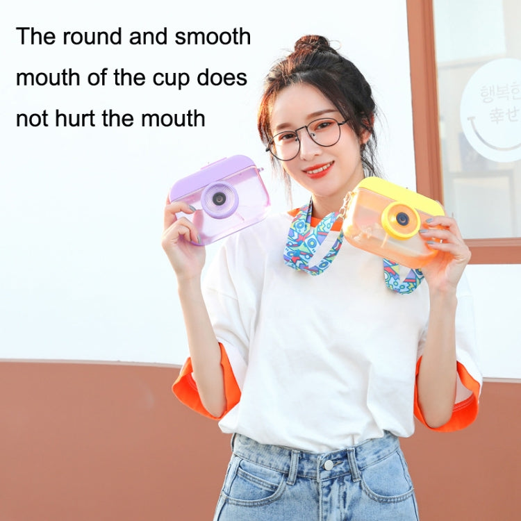 Camera Plastic Cup Children Straw Juice Cup Travel Leisure Water Cup(Yellow)