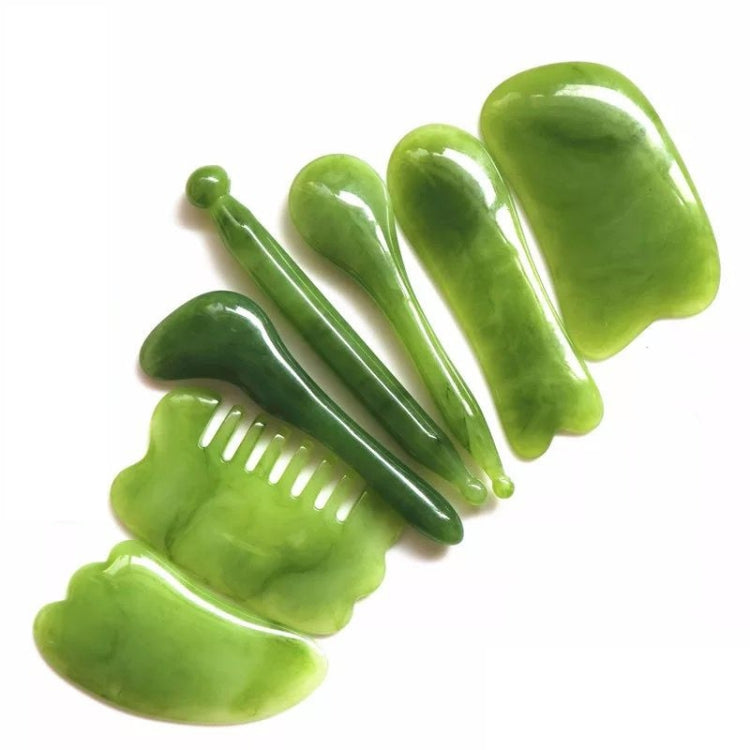 7PCS/Set Facial Tendon Stick Facial Scraping Board Meridian Acupuncture Pen, Shape: Green