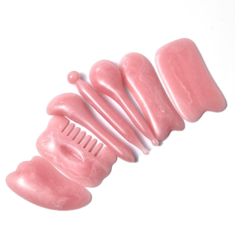 7PCS/Set Facial Tendon Stick Facial Scraping Board Meridian Acupuncture Pen, Shape: Pink