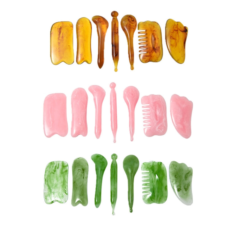 7PCS/Set Facial Tendon Stick Facial Scraping Board Meridian Acupuncture Pen, Shape: Pink