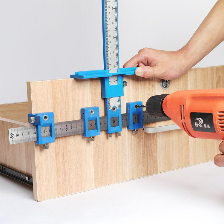 Woodworking Aid Tool Handle Punch Locator Cabinet Door Hole Opener Blue Plastic Ordinary