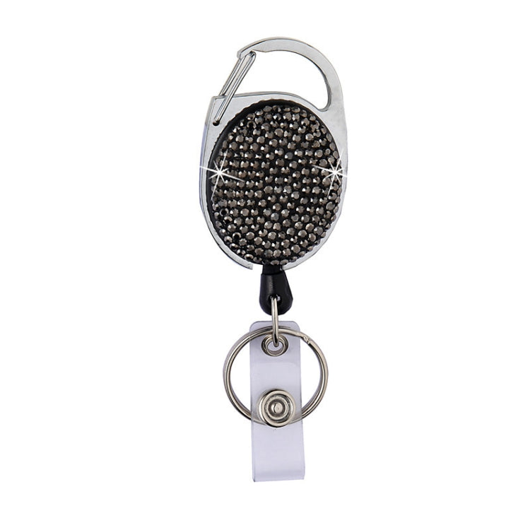 Ceramic Clay Pull Buckle Metal Retractable Keychain Document Buckle(Shiny Black)