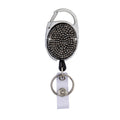 Ceramic Clay Pull Buckle Metal Retractable Keychain Document Buckle(Shiny Black)