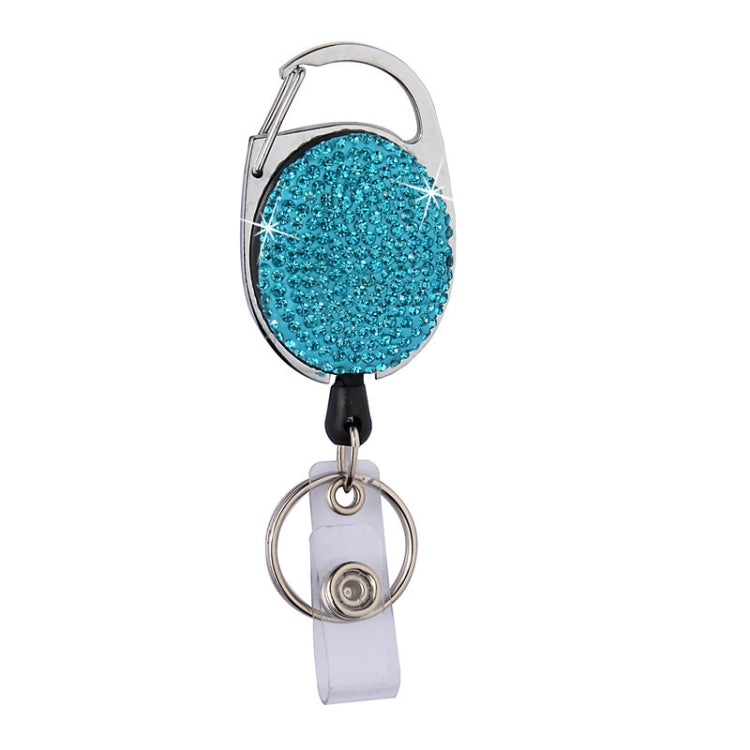 Ceramic Clay Pull Buckle Metal Retractable Keychain Document Buckle(Lake Blue)