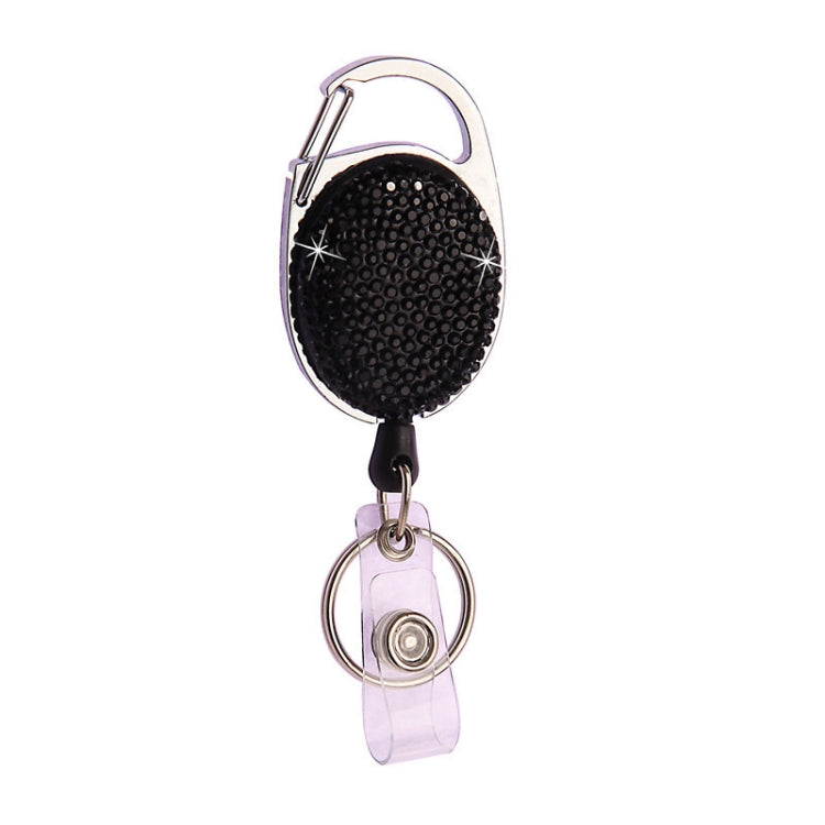 Ceramic Clay Pull Buckle Metal Retractable Keychain Document Buckle(Black)