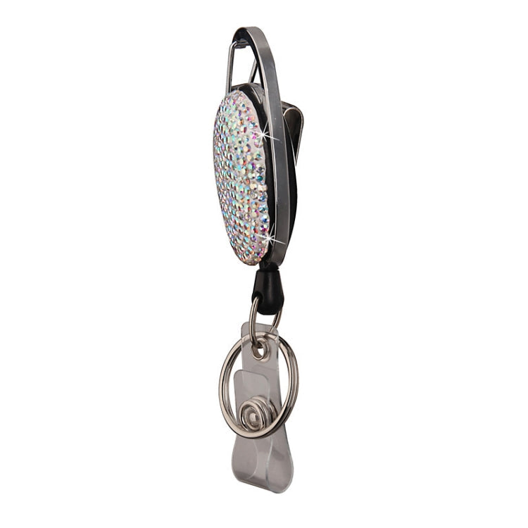 Ceramic Clay Pull Buckle Metal Retractable Keychain Document Buckle(Black)
