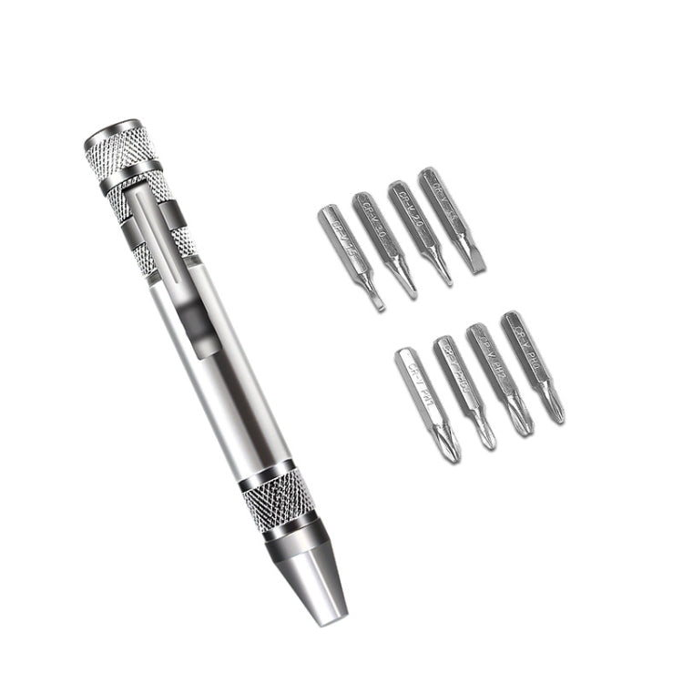 8 In 1 Screwdriver Aluminum Alloy Combination Disassembly Pen Repair Screwdriver(Silver)
