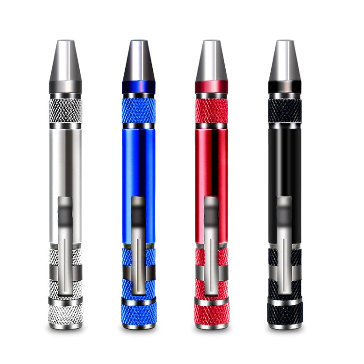 8 In 1 Screwdriver Aluminum Alloy Combination Disassembly Pen Repair Screwdriver(Red)
