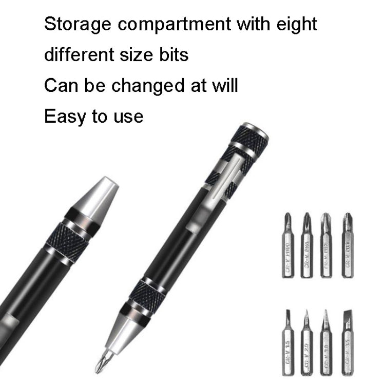 8 In 1 Screwdriver Aluminum Alloy Combination Disassembly Pen Repair Screwdriver(Red)