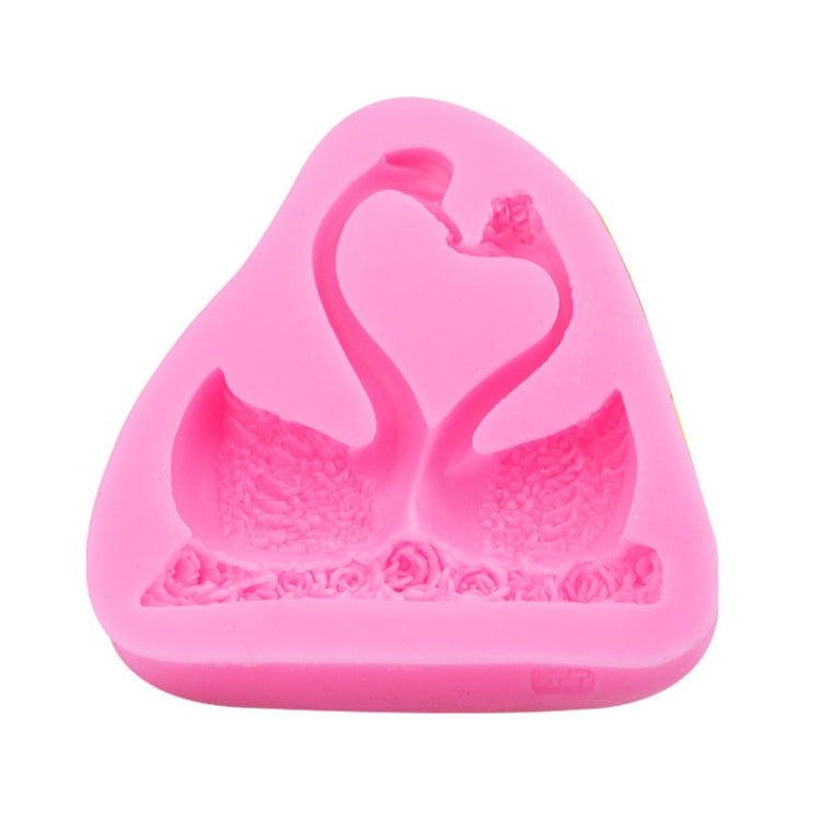 2 PCS Double Swan Rose DIY Fondant Baking Cake Liquid Silicone Mold