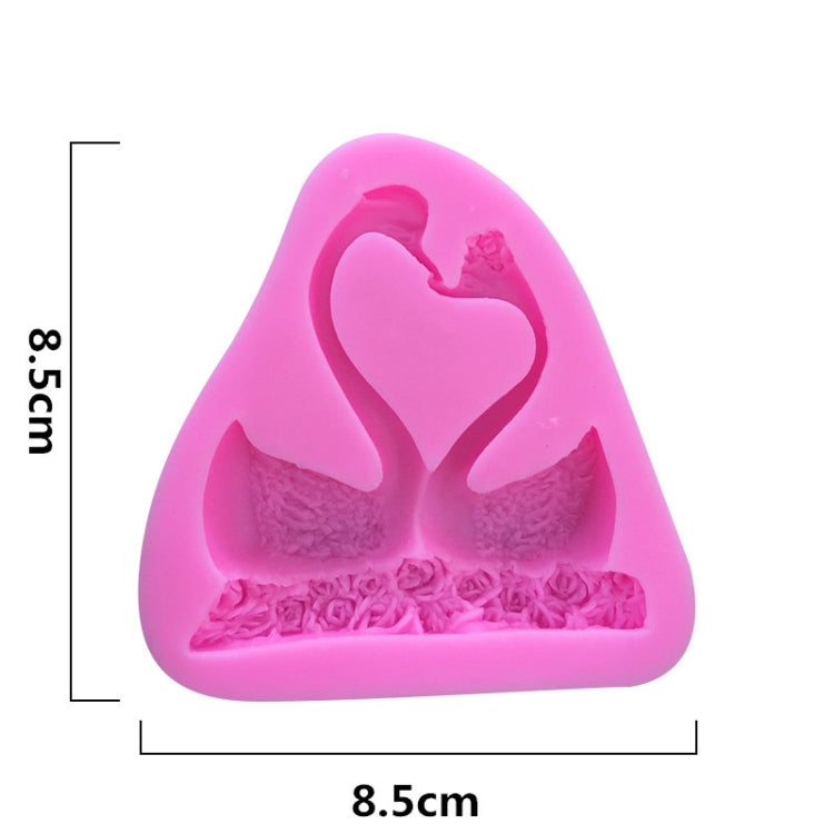 2 PCS Double Swan Rose DIY Fondant Baking Cake Liquid Silicone Mold