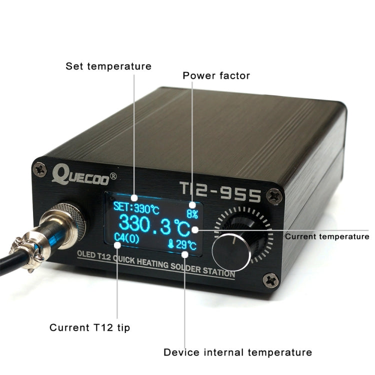 QUECOO 1.3-inch Screen Constant Temperature Soldering Iron, Set: EU Plug (955+P9)