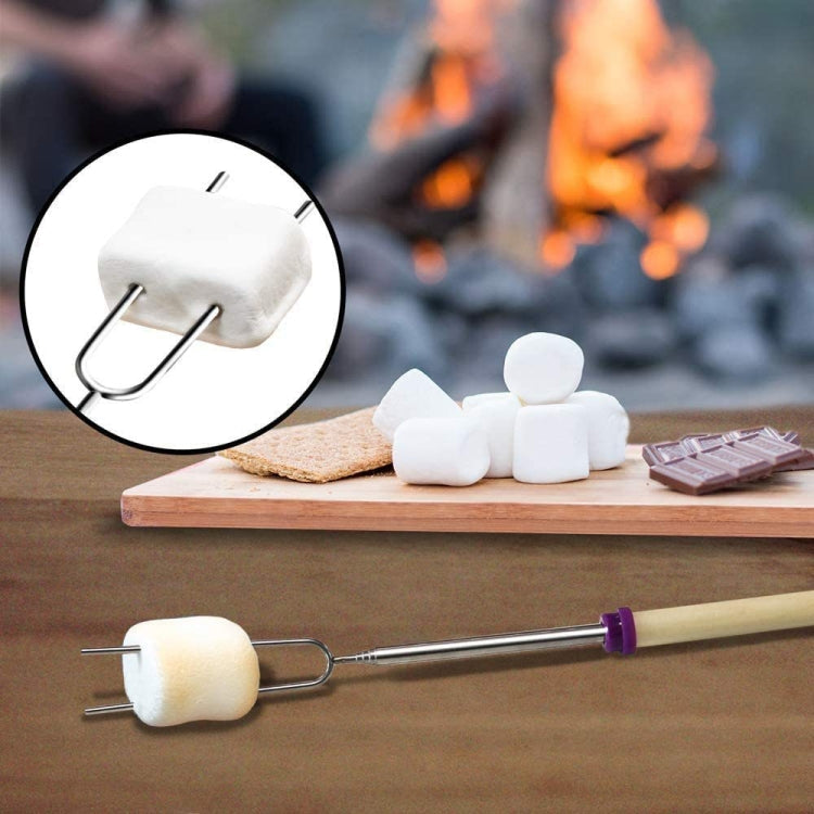 1124-7 Retractable Wooden Stick Marshmallow BBQ Fork, Spsc: Drawstring Bag
