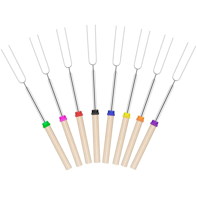 1124-7 Retractable Wooden Stick Marshmallow BBQ Fork, Spsc: Zipper Bag