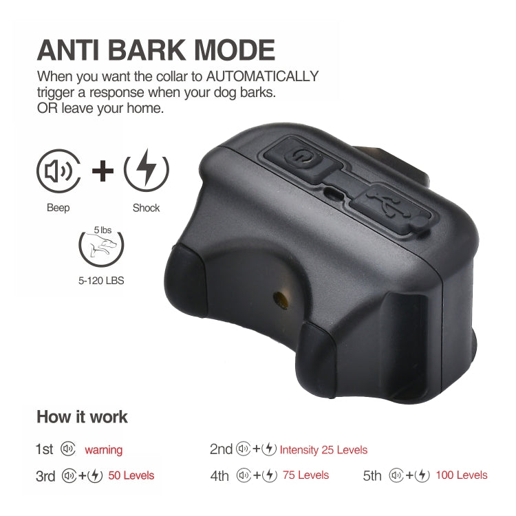 Pet Collar Trainer Rechargeable Automatic Bark Stop(Black)