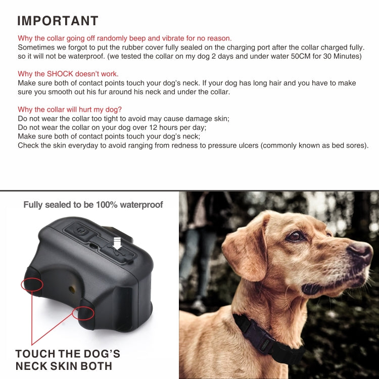 Pet Collar Trainer Rechargeable Automatic Bark Stop(Black)