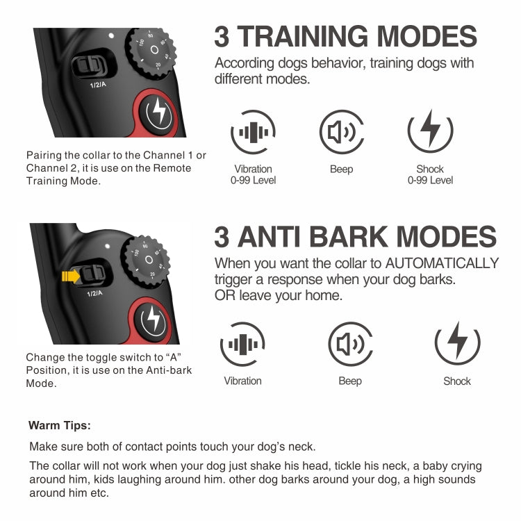 Remote Control Trainer Dog Collar Automatic Barking Stopper, Specification: 1 Drag 2 Red+Orange
