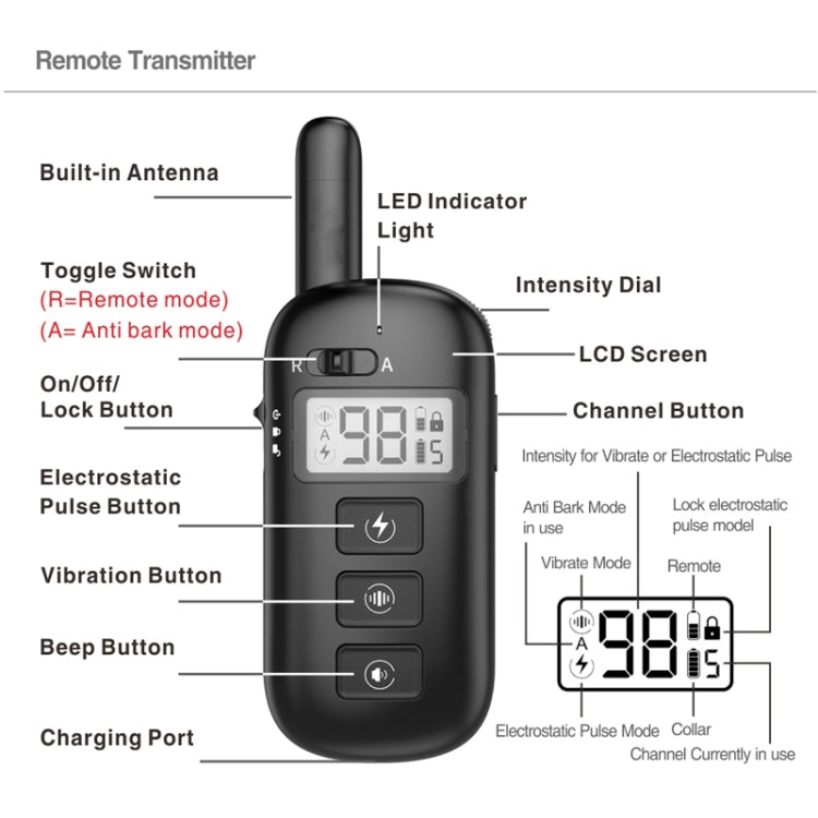 Remote Control Trainer Dog Collar Automatic Bark Stop Device, Specification: 1 Drag 1 (Red)