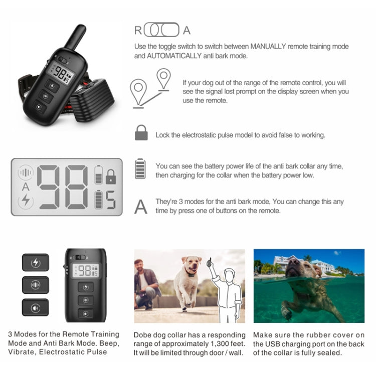 Remote Control Trainer Dog Collar Automatic Bark Stop Device, Specification: 1 Drag 1 (Red)