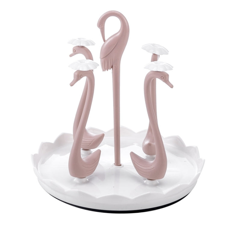 Home Portable Drainer Cup Holder With Rotatable Tray, Specification: Four Cups(Light Pink)