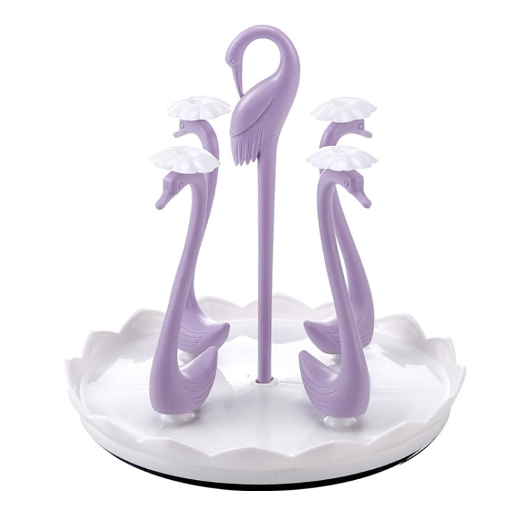 Home Portable Drainer Cup Holder With Rotatable Tray, Specification: Four Cups(Purple)