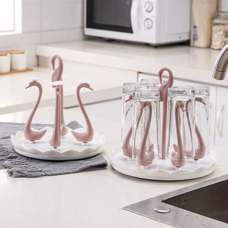 Home Portable Drainer Cup Holder With Rotatable Tray, Specification: Four Cups(Light Pink)
