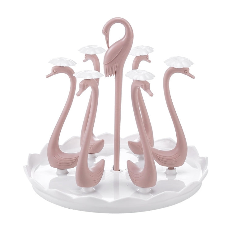 Home Portable Drainer Cup Holder With Rotatable Tray, Specification: Six Cups(Light Pink)